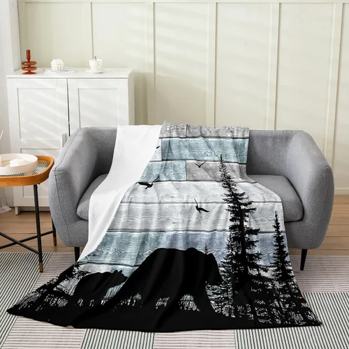 Miniatura 31 de Erosebridal American Flag Throw Blanket 40x50 Inch Sofa Bed Couch Decor,Rustic Deer Hunting Fleece Blanket for Kids Boys Girls,Farmhouse Cabin Bed