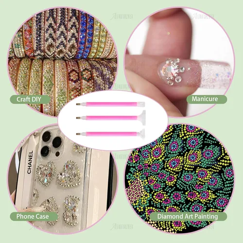 Miniatura 3 de AUEAR, Paquete de 48 bolígrafos de pintura artística de diamante 5D bordado para bricolaje, diamantes de imitación, pintura y manualidades