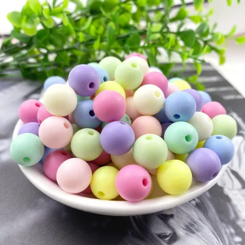 Miniatura 3 de Jmassyang 800 cuentas redondas de plástico pastel acrílicas de color caramelo de 0.236 pulgadas (0.236 in), mezcla de colores caramelo, cuentas