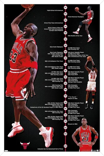 Miniatura 13 de Trends International Michael Jordan - Póster de pared de línea de tiempo, 14.725 x 22.375 pulgadas, versión enmarcada de madera de granero