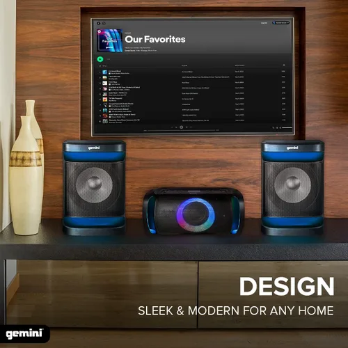 Miniatura 5 de Gemini Sistema estéreo Bluetooth para el hogar – Subwoofers duales de 150 W RMS de 12 pulgadas, radio FM, luces LED, USB, AUX, entrada óptica
