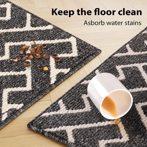 Miniatura 5 de Juegos de alfombras de cocina de 2 piezas - Alfombras de cocina antideslizantes coloridas para piso - Gruesas, alfombra decorativa de piso de cocina