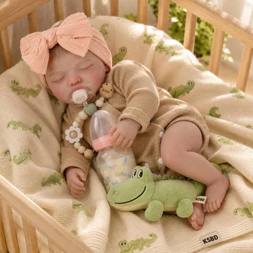 Miniatura 8 de KSBD Muñecas de bebé realistas Reborn de 20 pulgadas, muñecas de bebé recién nacidas realistas de la vida real, cuerpo de tela suave con accesorios