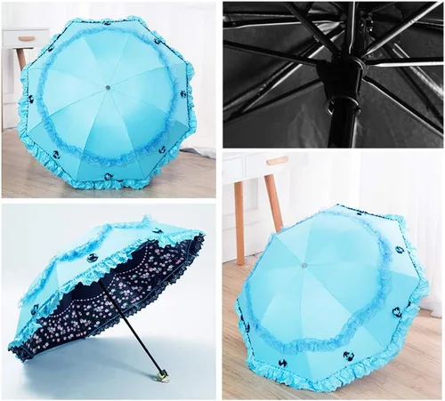 Miniatura 30 de Honeystore Paraguas plegable a prueba de rayos ultravioleta Princess Lace Parasol con cúpula anti-UV