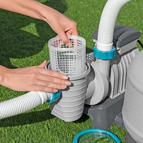 Miniatura 5 de Bestway Bomba de piscina con filtro de arena de 2,200 galones para piscinas sobre el suelo de hasta 14,400 galones con cesta coladora de prefiltro