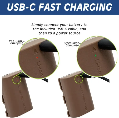 Miniatura 2 de Wasabi Power Reemplazo de batería USB (Serie Ginger) para Canon LP-E6, LP-E6N para Canon EOS 5D Mark II/III/IV, 5DS, 6D Mark II, 7D Mark II, 70, 80