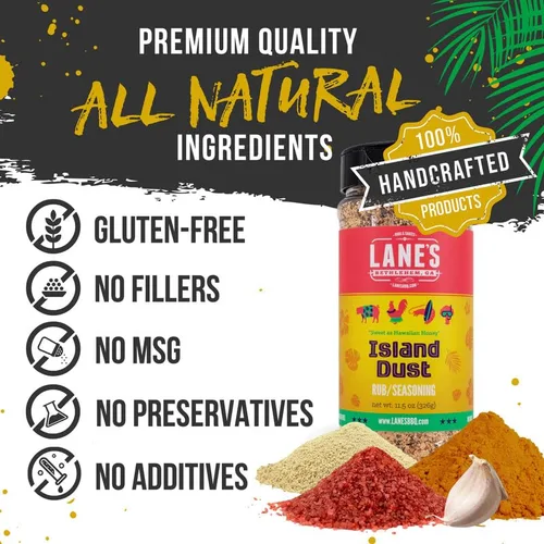Miniatura 4 de Lane's Island Dust Rub Alaea - Sal de condimento de sal marina hawaiana, especia de sal roja hawaiana para mariscos y carne, fabricada en Estados