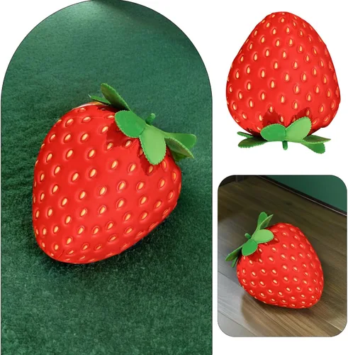 Miniatura 3 de Kisangel - Almohada rellena de fresas de 13.77 x 12.59 x 7.48 pulgadas, cojín de felpa suave para sofá, silla, dormitorio de niños, regalo decorativo