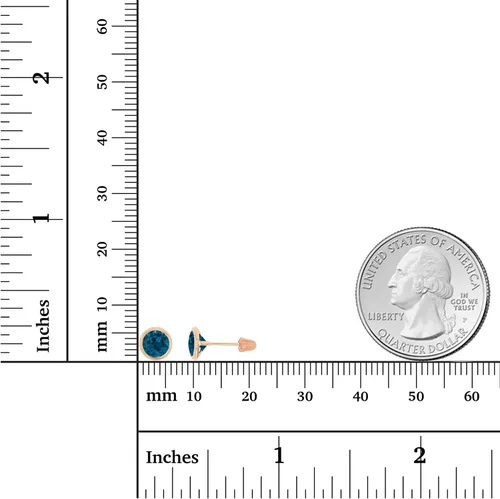Miniatura 4 de Aretes redondos de oro de 14 quilates hipoalergénicos de 0.236in con piedra natal solitario, circonita