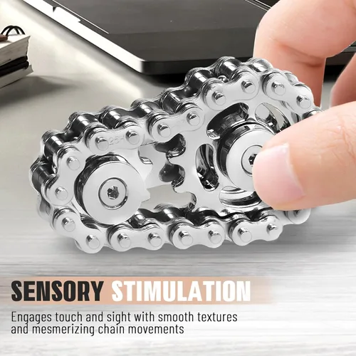 Miniatura 4 de Juguetes para ansiedad para adultos, cadena de bicicleta de metal, conjunto de fidgets, spinners, juguetes para adolescentes, gadgets geniales, Negro