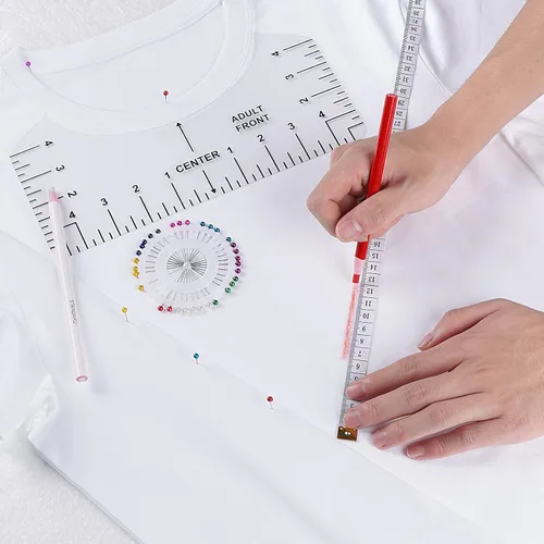 Miniatura 7 de 12 piezas de guía de regla de camisetas para alineación de vinilo, accesorios de medición de camisetas, herramientas para prensa de calor Cricut