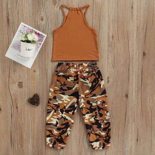 Miniatura 86 de Mandizy Conjunto de ropa de otoño para bebé niña pequeña, sudadera de manga larga con estampado de letras bendecidas, pantalones de camuflaje