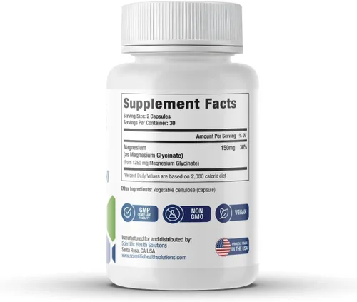 Miniatura 10 de Glicinato de magnesio 150 mg - Magnesio de alta absorción para la salud del corazón, los huesos y los músculos - Apoya los calambres en las piernas