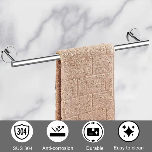 Miniatura 2 de Cilee Juego de 8 piezas de accesorios de baño de cromo pulido, barra de toalla de baño de 24 pulgadas, anillo de toalla, soporte para papel