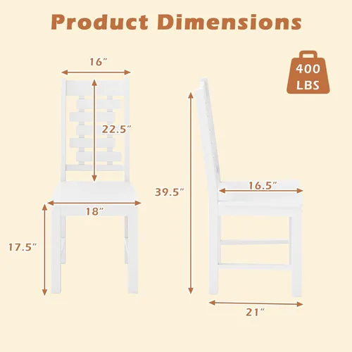 Miniatura 3 de GOFLAME Juego de 2 sillas de comedor de madera, sillas de cocina modernas con patas de madera de goma y respaldo alto, sillas laterales sin brazos