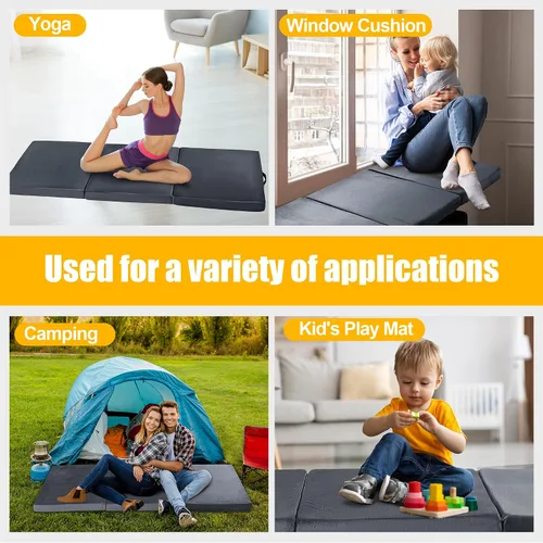 Miniatura 7 de BALAPET Almohada plegable de espuma viscoelástica suave para el suelo, almohada plegable de 3 piezas con asa, ideal para meditación, jugar, yoga