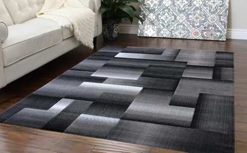Miniatura 14 de Masada Rugs, Alfombra de Área Moderna Contemporánea, Azul Gris Negro (2 Pies X 3 Pies) Tapete