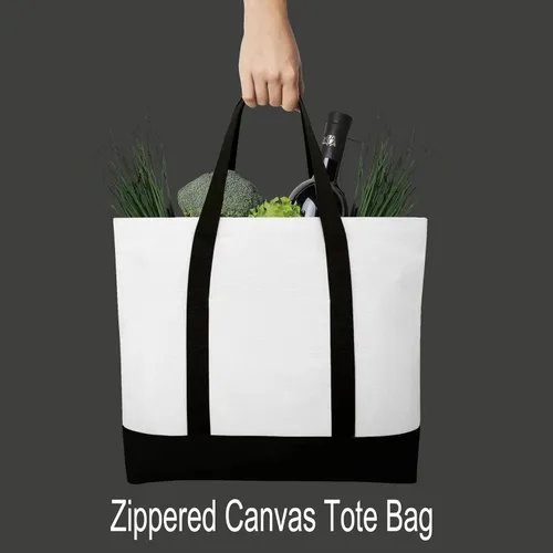 Miniatura 2 de kaxilu Bolsa de lona verde con cremallera de 16.5 x 14 x 5 pulgadas, 4 bolsas de lona reutilizables, bolsas de tela a granel para comestibles