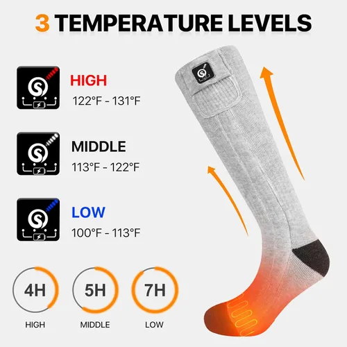 Miniatura 5 de SNOW DEER Calcetines térmicos para hombres y mujeres, batería recargable de 7.4 V, calentador eléctrico de pies de esquí para caza, pesca, camping