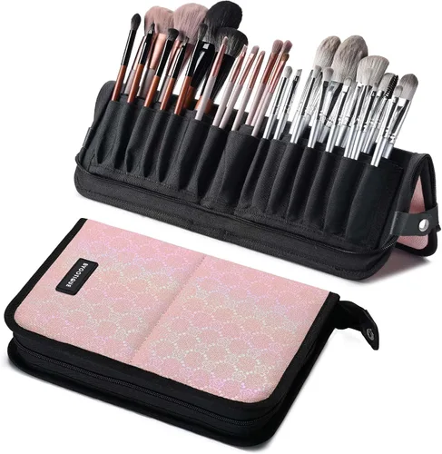 Miniatura 9 de BYOOTIQUE 2 en 1 multi cepillo titular cintura cremallera bolsa profesional portátil plegable maquillaje cosmético bolsa con correa de cinturón