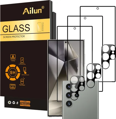 Miniatura 14 de Ailun Protector de Pantalla de Vidrio para Galaxy S25 Ultra [6.9 Pulgadas] 3Pack + 3Pack Lente de Cámara de Vidrio Templado Desbloqueo por Huella