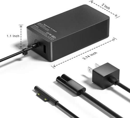 Miniatura 3 de Cargador de portátil Surface Pro de 65 W para Microsoft Surface Pro 10/9/8/7/6/5/4/3/X, Windows Surface Laptop 6/5/4/3/2/1, Surface Book 3/2/1