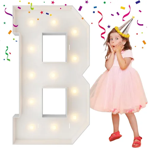 Miniatura 17 de Letras iluminadas con marco de 3 pies de alto, letras enormes con marco, marco de globos en mosaico, letra grande para decoraciones de compromiso