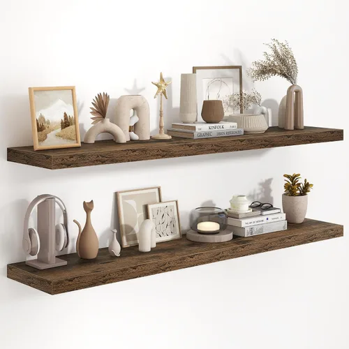 Miniatura 33 de Fun Memories Estantes flotantes de 48 pulgadas, estantes de pared de 9.3 pulgadas de profundidad para baño, sala de estar, dormitorio, cocina