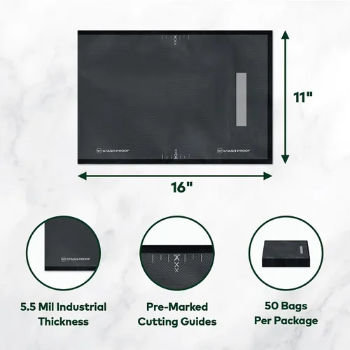 Miniatura 2 de Bolsas de sellado al vacío de 11 x 16 pulgadas (50 unidades) de 5.5 mil, negras y transparentes, sin BPA, de grado comercial, para almacenamiento