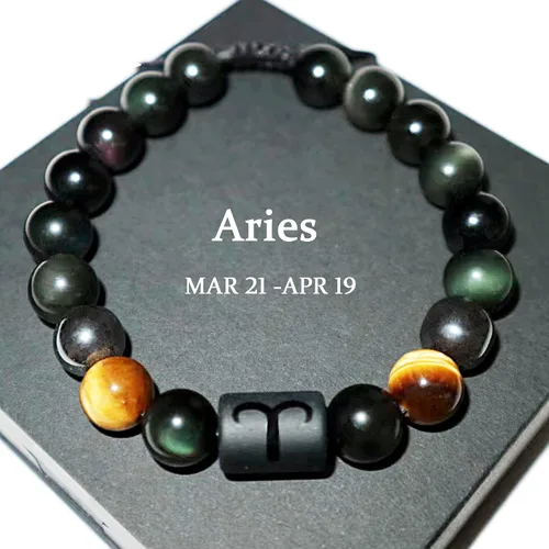 Miniatura 15 de Pulseras de la amistad, pulsera de obsidiana negra arcoíris para mujeres y hombres, 0.394 pulgadas (0.394 in), ojo de tigre, hematita y cristal
