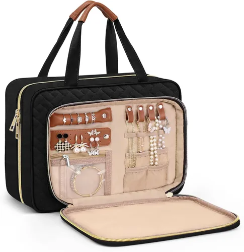 Miniatura 24 de Bolsa de aseo Wedama para mujer, bolsa de viaje grande para cosméticos, bolsa de aseo colgante para baño, bolsa de maquillaje impermeable de PVC Rosa