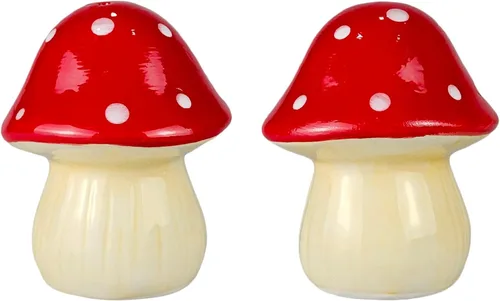 Juego de salero y pimentero de hongos, adorables cocteleros de hongos rojos y blancos para decoración del hogar, función de mesa y regalo de Diseño