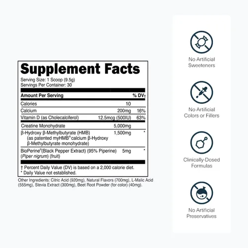 Miniatura 3 de Transparent Labs Creatine HMB - Monohidrato de creatina en polvo con HMB para crecimiento muscular, mayor fuerza, mayor producción de energía