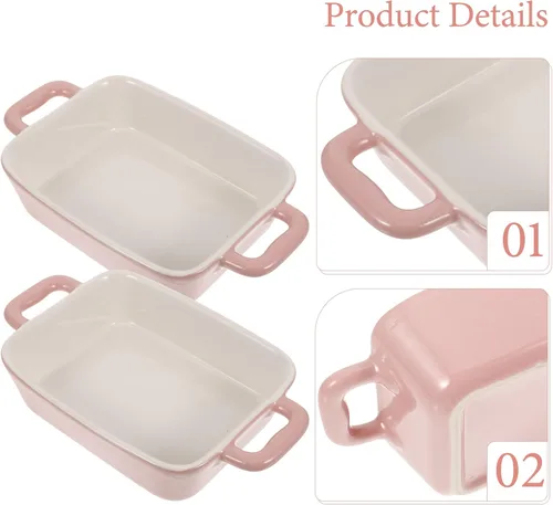 Miniatura 7 de Cabilock Bandeja de cerámica para horno de microondas, bandeja de porcelana de 8.26 x 4.72 x 1.88 pulgadas para hornear, lasaña, brownies, asar