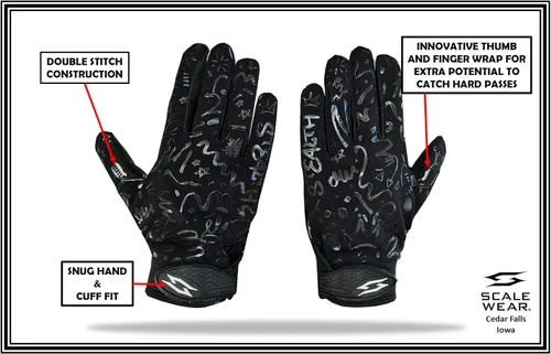 Miniatura 3 de Solo para ti Guantes de receptor de fútbol Momma - Guantes de fútbol Battle College Lineman negro blanco para adultos y jóvenes, hombres