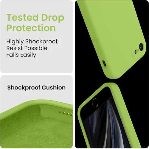 Miniatura 5 de FireNova Funda diseñada para iPhone SE 2022/2020, iPhone 7 8, silicona mejorada [borde recto] y [protección de cámara] funda para teléfono con forro