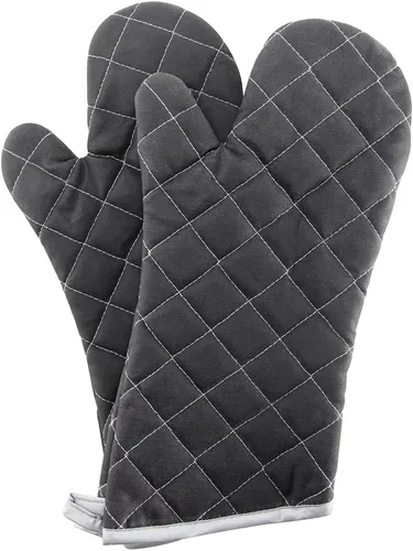 Manoplas para horno ignífugas resistentes al calor hasta 425 °F 15 pulgadas, color negro, paquete de 2 unidades