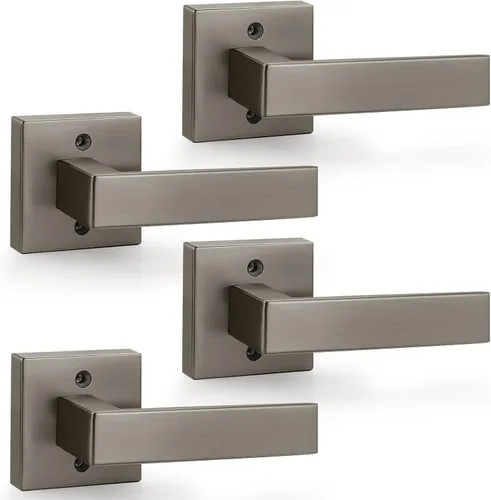 Miniatura 55 de Probrico Paquete de 4 manijas de puerta simuladas en negro mate, manijas interiores que no giran, manijas reversibles resistentes para interiores
