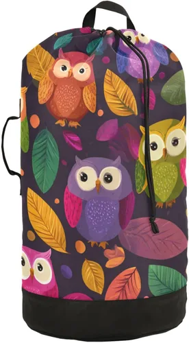 Miniatura 49 de Mochila de lavandería con hojas de estilo bohemio beige con correas ajustables para el hombro, bolsa de lavandería sucia para viajes, campamento