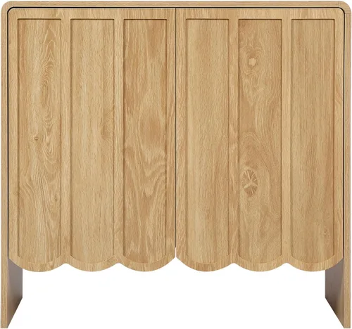 Miniatura 9 de ORRD Aparador Buffet de Acento, Gabinetes de Almacenamiento con 2 Puertas, Gabinete de Madera Estilo Granja con Estantes Ajustables y Panel Ondulado