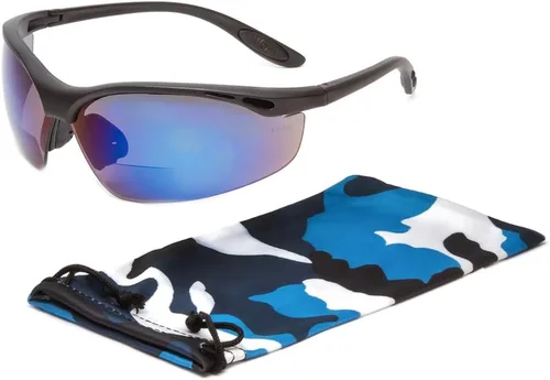 Calabria 91348 BIFOCAL Gafas de seguridad Z87 con clasificación de impacto espejo negro y azul +1.00