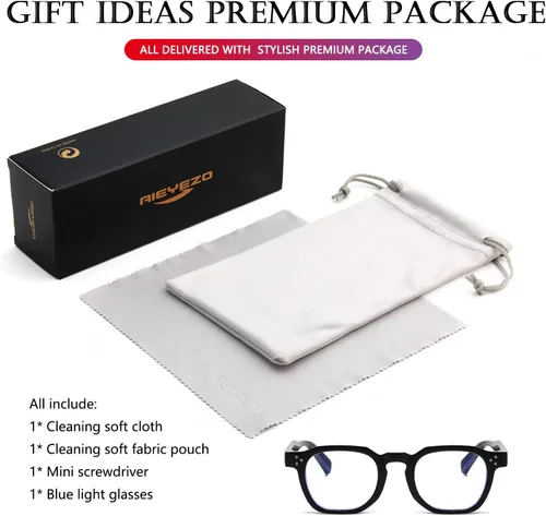 Miniatura 6 de AIEYEZO Lentes retro de luz azul para hombres y mujeres, anteojos cuadrados con marco grueso, gafas de computadora vintage de moda