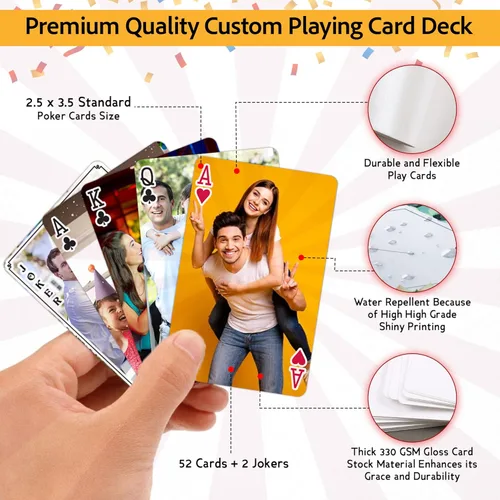 Miniatura 3 de Naipes personalizados con foto, baraja de cartas personalizadas de 2 caras, imprime 46 diseños, imágenes y crea tu propio regalo personalizado
