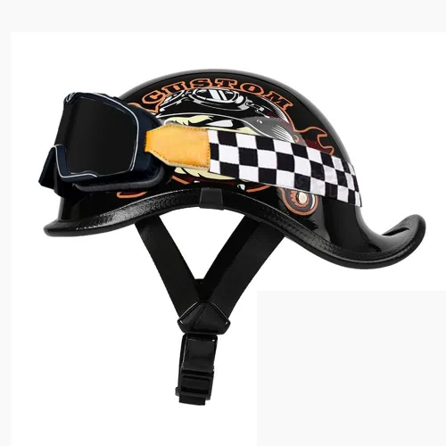 Miniatura 10 de Medio casco de motocicleta vintage, aprobado por el DOT, para adultos, casco convertible vintage para scooters, ciclomotores, cascos de motocicleta