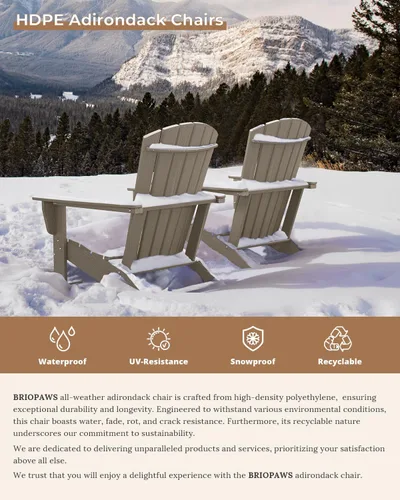 Miniatura 4 de BRIOPAWS Sillas Adirondack - Juego de 2 Veta de Madera Silla para Fogata De Gran Tamaño Plástico HDPE Resistente al Clima para Terraza