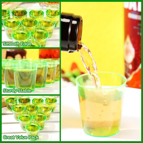 Miniatura 3 de Tioncy Paquete de 300 vasos de plástico de 1 onza, mini vasos de chupito reutilizables de 1 onza pequeños vasos de plástico para bodas, fiestas