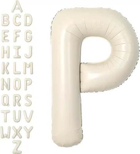 Miniatura 34 de SUWEN Globos de helio grandes de 102 cm (40 pulgadas) con letra S en color crema. Globos grandes de papel de aluminio con letra en helio, de A a Z.