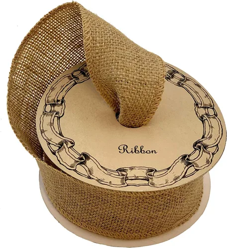 Miniatura 10 de Cinta tejida de arpillera de tela beige, 2 1/2 pulgadas x 10 yardas, borde con alambre, cinta de árbol de Navidad marfil para manualidades, adornos