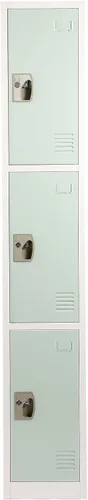 Miniatura 14 de AdirOffice Armario escolar grande con 3 puertas y 3 ganchos para almacenamiento de garaje, armarios de almacenamiento de oficina (3 puertas, verde)