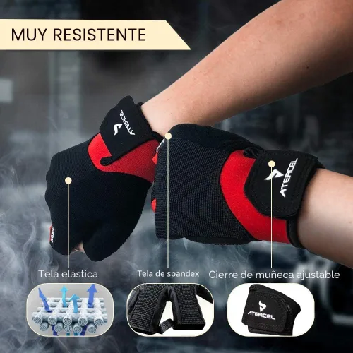 Miniatura 4 de ATERCEL Guantes de entrenamiento para hombres y mujeres, guantes de ejercicio para levantamiento de pesas, ciclismo, gimnasio, entrenamiento, Rojo